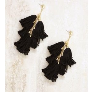 Ethical daydreamer black tassel earrings